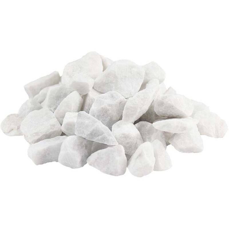 foto del prodotto ciottolo bianco di carrara, sezione 12 16 mm, sacco da 25 kg