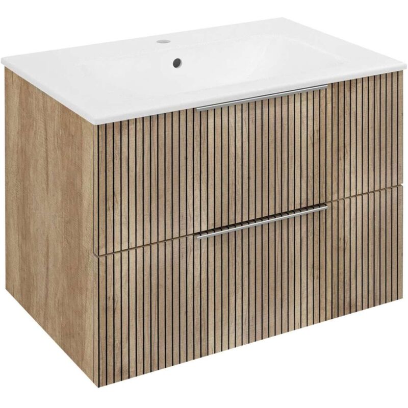 foto del prodotto cirasa mobiletto da lavabo 70x52x46 cm, 2 cassetti, rovere alabama strip cr701 2322 sapho