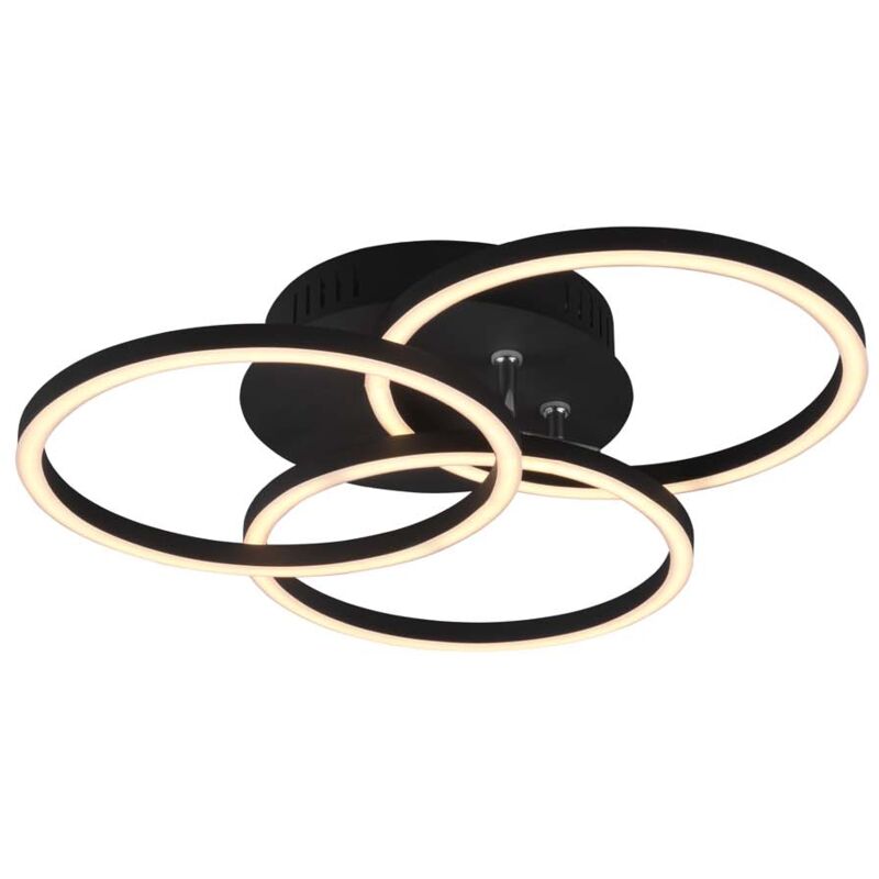 foto del prodotto circle plafoniera led nera 3 cerchi orientabili con telecomando multifunzione l. 41cm