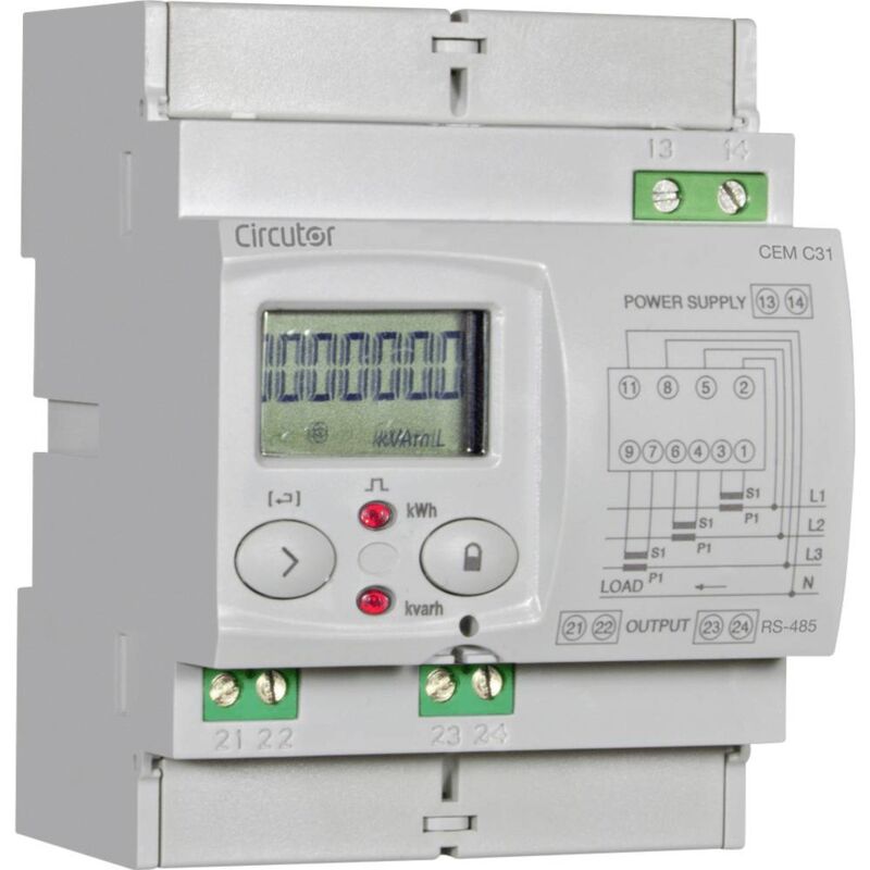 foto del prodotto circutor cem c31 485 ds mid contatore corrente trifase a muro digitale 40 a approvazione mid s singolo 1 pz.