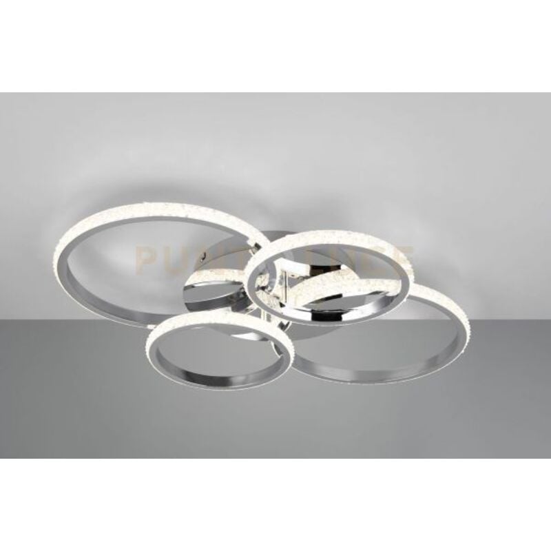foto del prodotto cires plafoniera led 27w 3400lm, 4000k cromata con diffusore effetto cristallo e dimmerazione intensita con interruttore l. 66cm