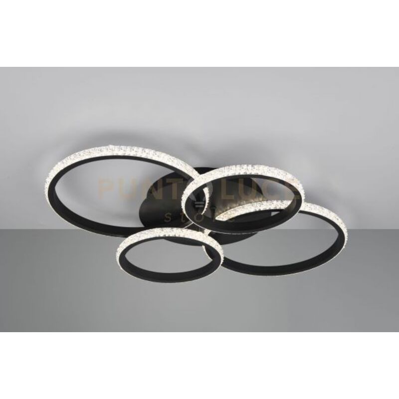 foto del prodotto cires plafoniera led 27w 3400lm, 4000k nera con diffusore effetto cristallo e dimmerazione intensita con interruttore l. 66cm