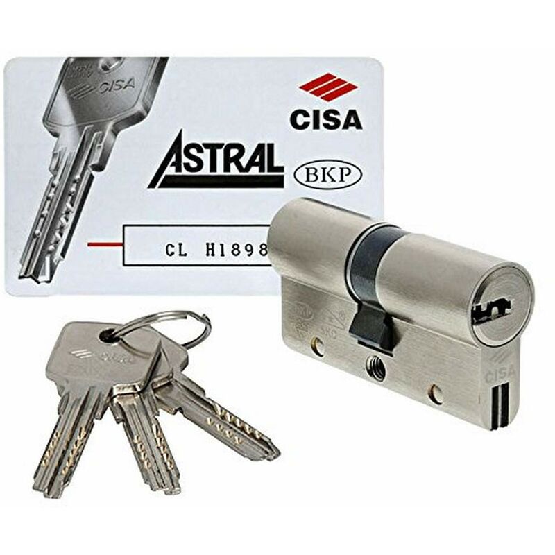 foto del prodotto cisa 10a3s107012, cilindro europeo astral s, ottone nichelato, 30 30 mm