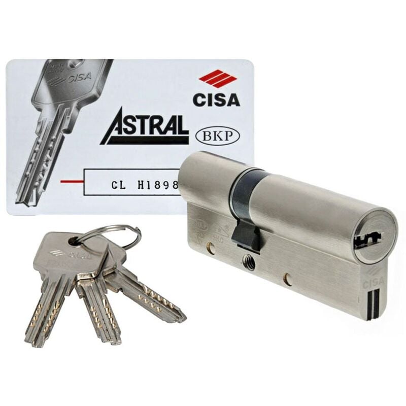 foto del prodotto cisa 10a3s117012, cilindro europeo astral s, ottone nichelato, 30 50 mm