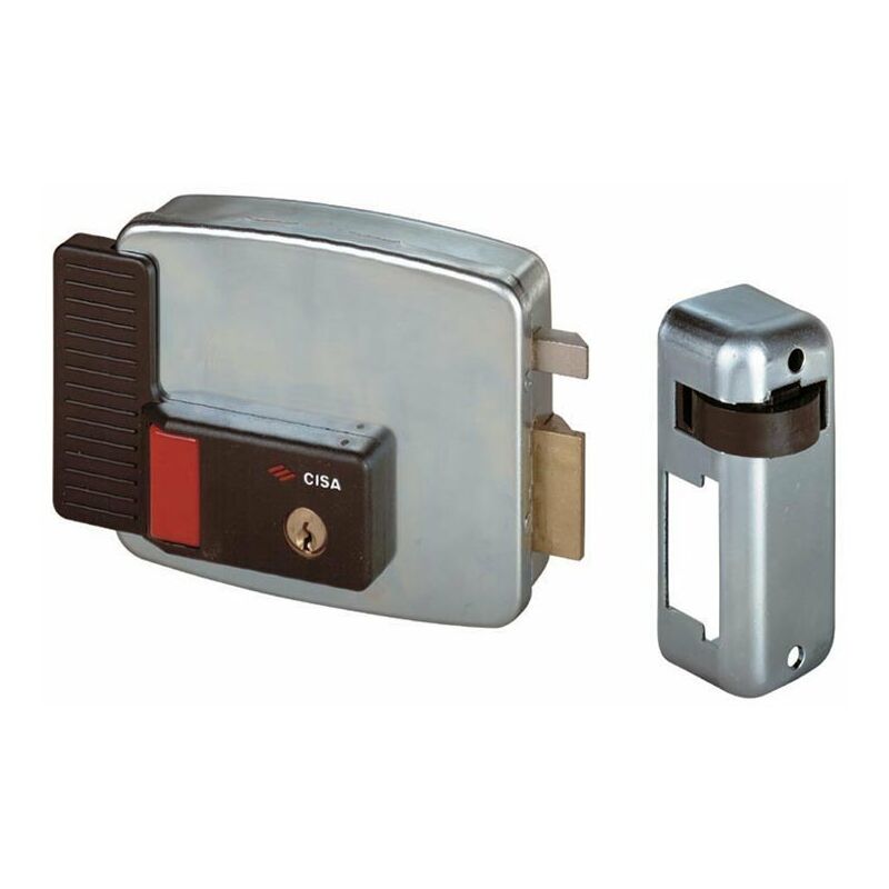 foto del prodotto cisa 11731 elettroserratura per cancello pulsante e cilindro interno ed esterno fisso scrocco entrata 70 mm mano sinistra