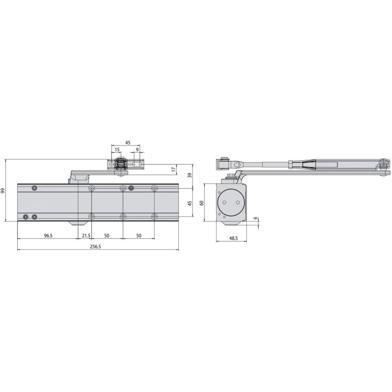 foto del prodotto cisa 1c161105097, chiudiporta forza regolabile professional plus 2, con arresto, en 2 6, grigio, largh. porta max 850 1250