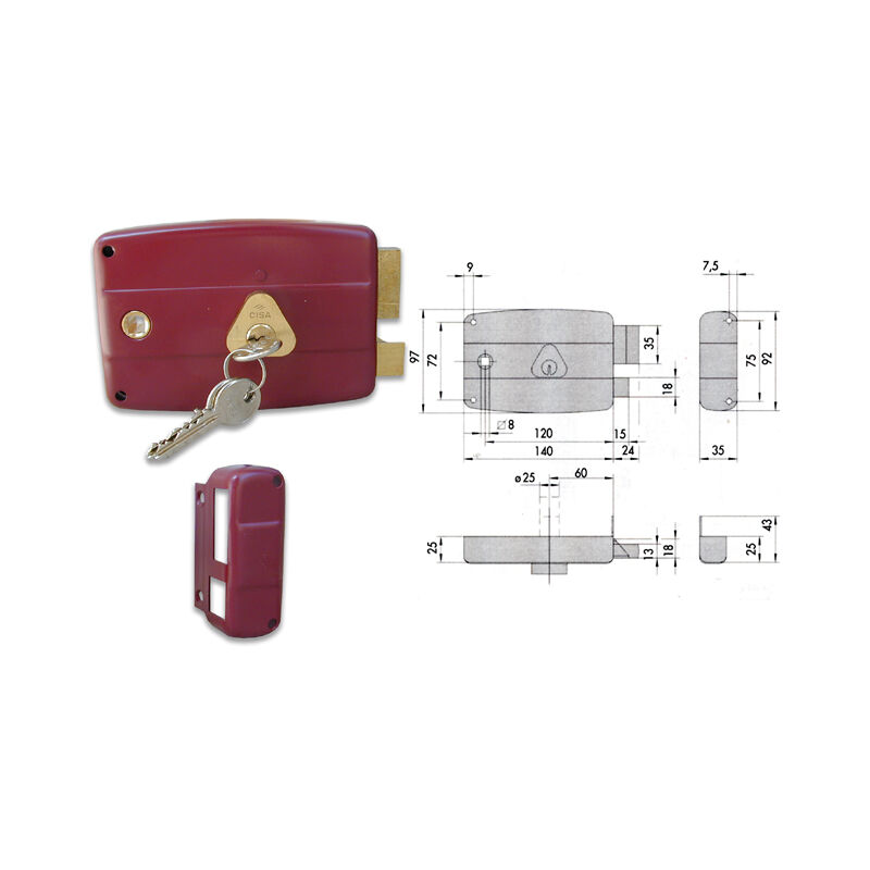 foto del prodotto cisa 50171 60 1 serratura applicare cil fisso dx