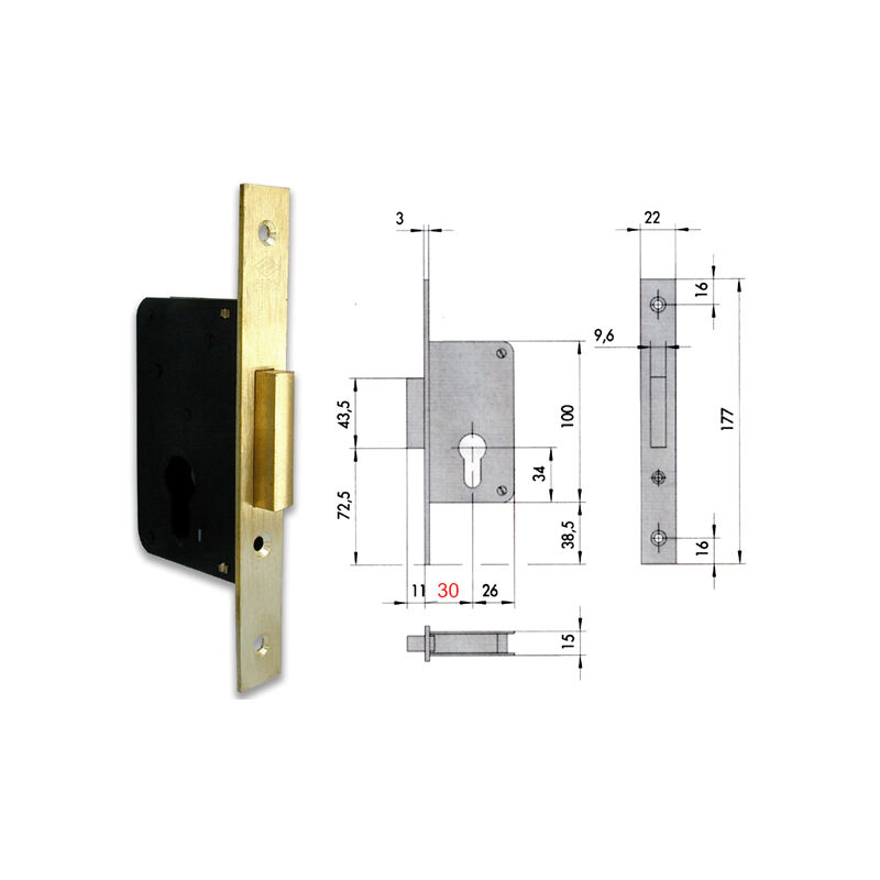 foto del prodotto cisa 52210 30 0 serratura infilare cil sag bq f22