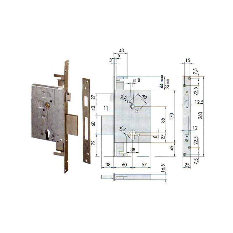 foto del prodotto cisa 56255 60 serratura infilare cil sag tripl s a