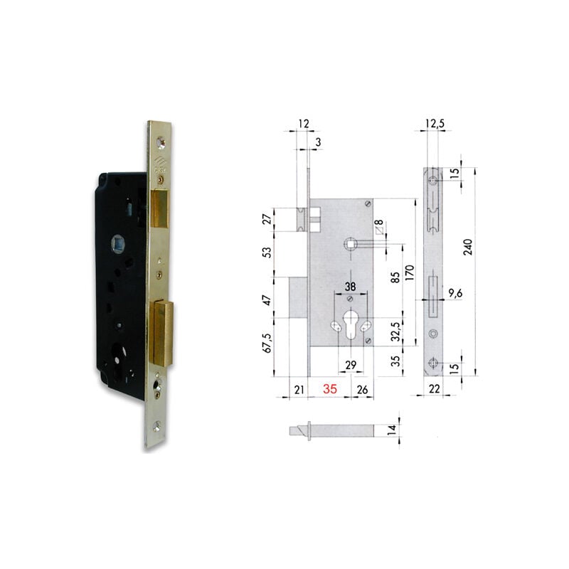 foto del prodotto cisa 5c110 40 0 serratura infilare cil sag bq f22