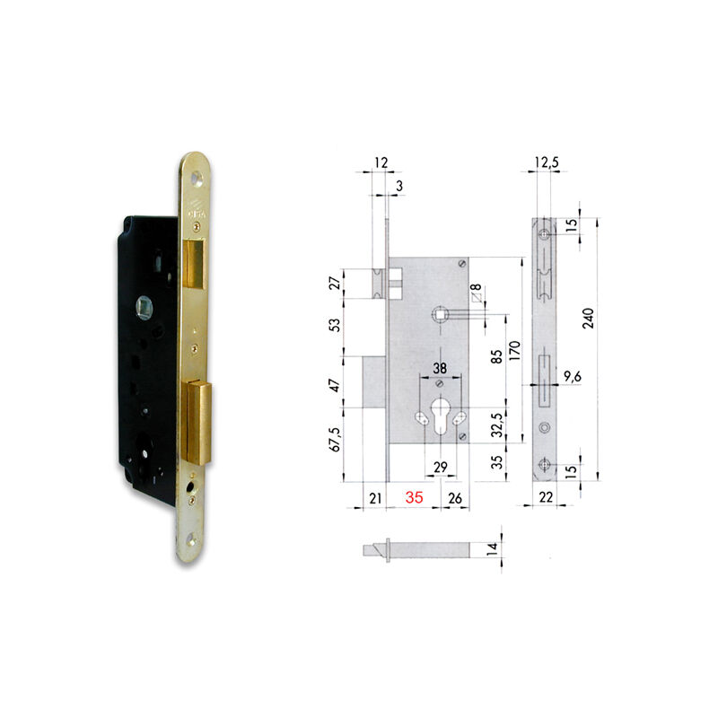 foto del prodotto cisa 5c130 45 0 serratura infilare cil sag bt f22