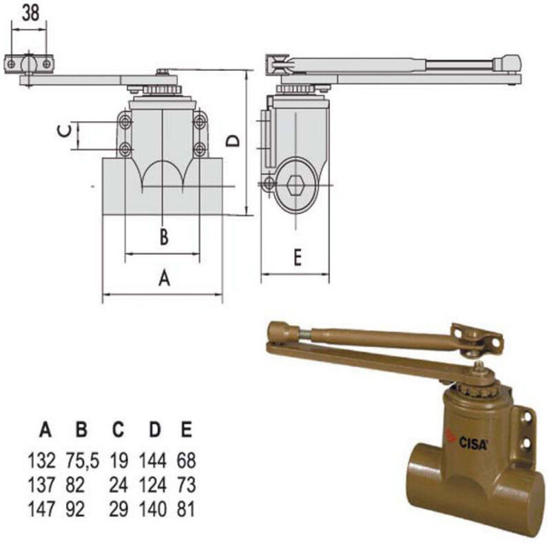foto del prodotto cisa 60150.03 chiudiporta p anta fino a 93 cm