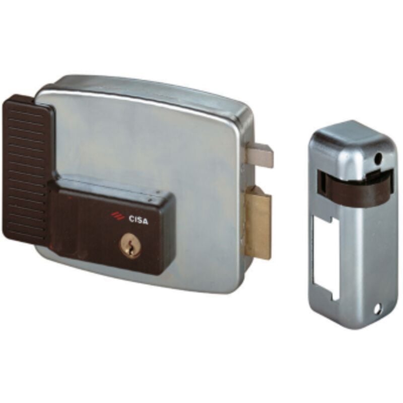 foto del prodotto cisa art 11721 sx elettroserratura per cancello 80 mm scatola 128x106mm cilindro fisso con contropiastre e tettoia