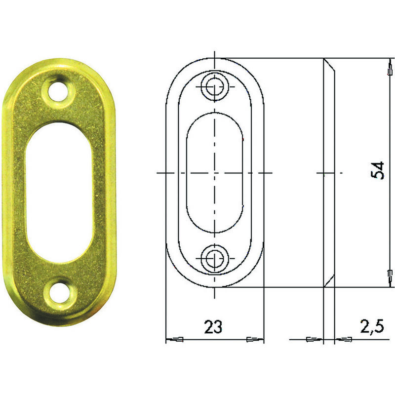 foto del prodotto cisa bocchetta in ottone per cilindri ovali 06027 00 mm.23x54, spessore mm.2,5 06027000 