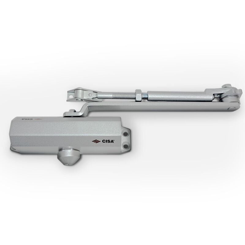 foto del prodotto cisa chiudiporta a cremagliera con arresto 16047103097 serie 604 chiudiporta con velocit di chiusura regolabile chiudi porta per porte max 80