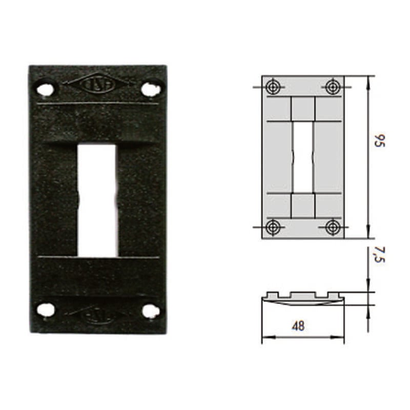 foto del prodotto cisa contropiastra in nylon 06287 mm.48x95, spessore mm.7,5 06287 