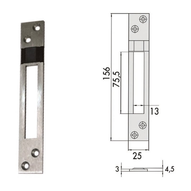 foto del prodotto cisa contropiastra per serrature infilare profilati in alluminio 06462 20 mm.25x156, spessore mm.4,5 0646220 