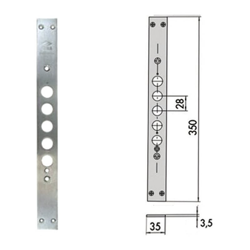 foto del prodotto cisa contropiastra per serrature porte blindate 06221 01 mm.35x350, spessore mm.3,5 0622101 