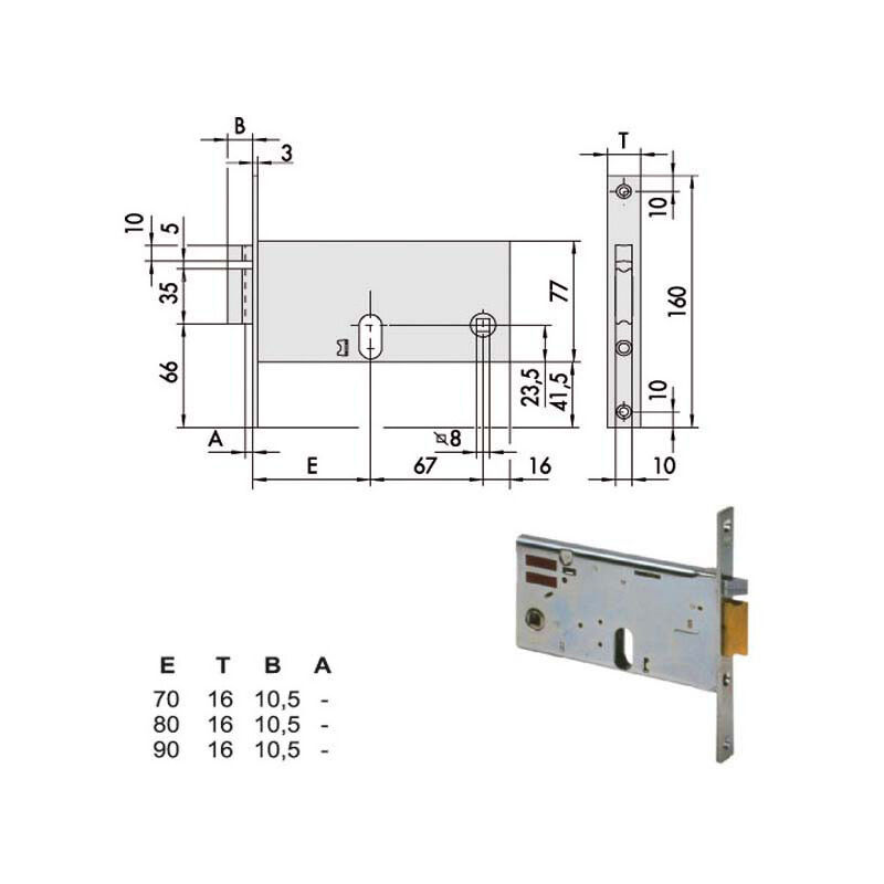 foto del prodotto cisa elettroserratura da infilare per fasce mm.77 h 14450 mm.80 14450800 