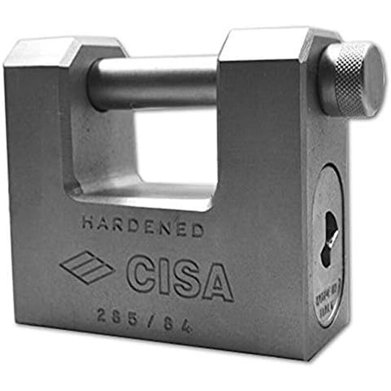 foto del prodotto cisa lucchetto antiscasso corazzato acciaio carbonitruturato 2 chiavi 84mm catenaccio