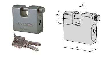 foto del prodotto cisa lucchetto corazzato mm.85 monoblocco 28550.85