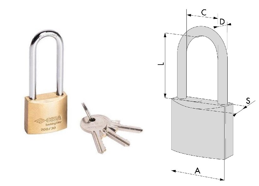 foto del prodotto cisa lucchetto pop arco lungo 20011 50