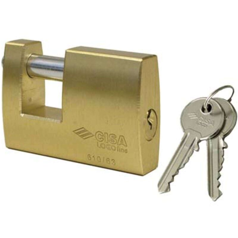 foto del prodotto cisa - lucchetto rettagolare 21610 logo ottone satinato chiavi 2 mm 70