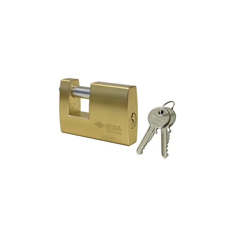 foto del prodotto cisa lucchetto rettagolare 21610 logo ottone satinato chiavi 2 mm 90