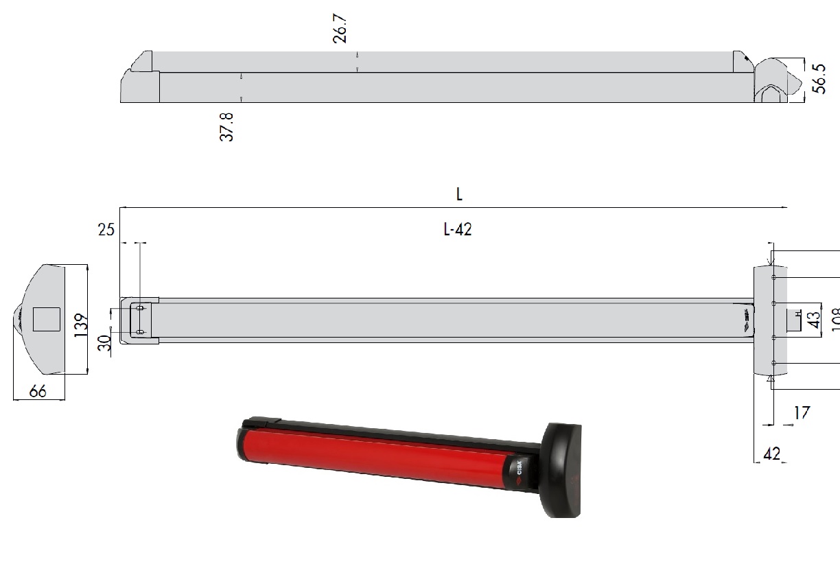 foto del prodotto cisa maniglione antip.touch bar mm.120059811.10.0
