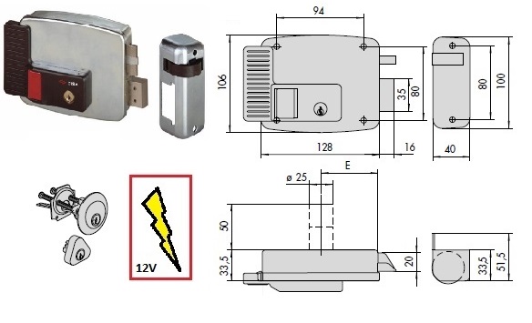 foto del prodotto cisa serratura 11670-50 dx elett. appl.x legno