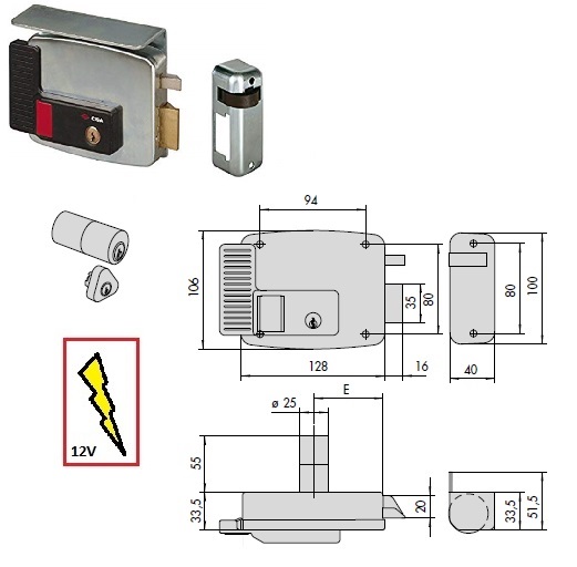 foto del prodotto cisa serratura 11731-80 sx elett. appl.x ferro