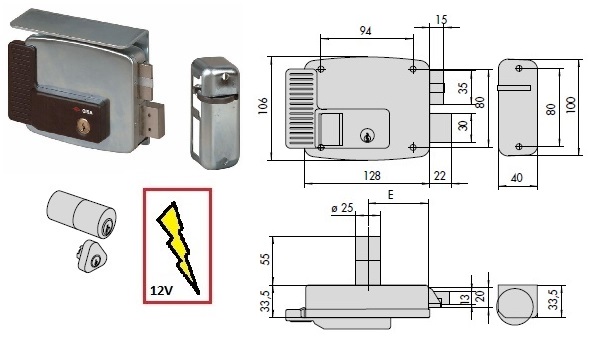 foto del prodotto cisa serratura 11761-60 dx elett. appl.x ferro