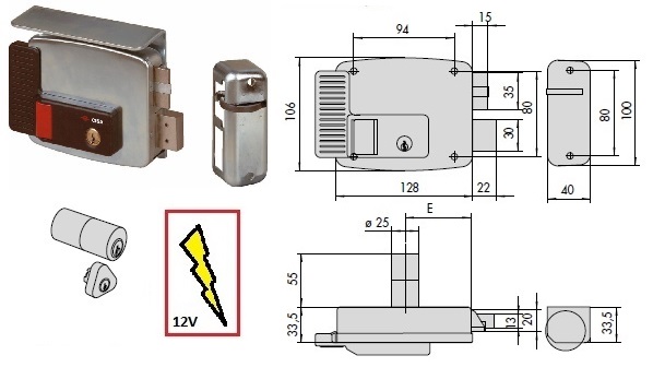 foto del prodotto cisa serratura 11771 60 dx elett. appl.x ferro