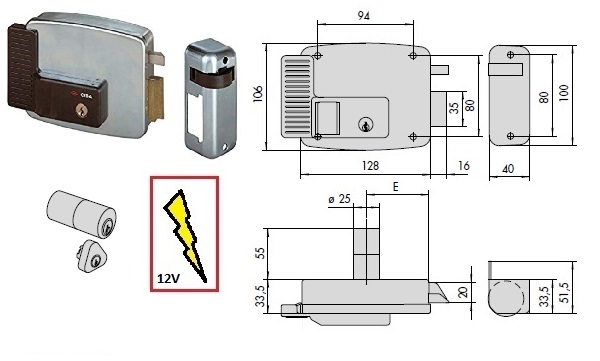 foto del prodotto cisa serratura 11921-70 dx est. elett. appl. x ferro