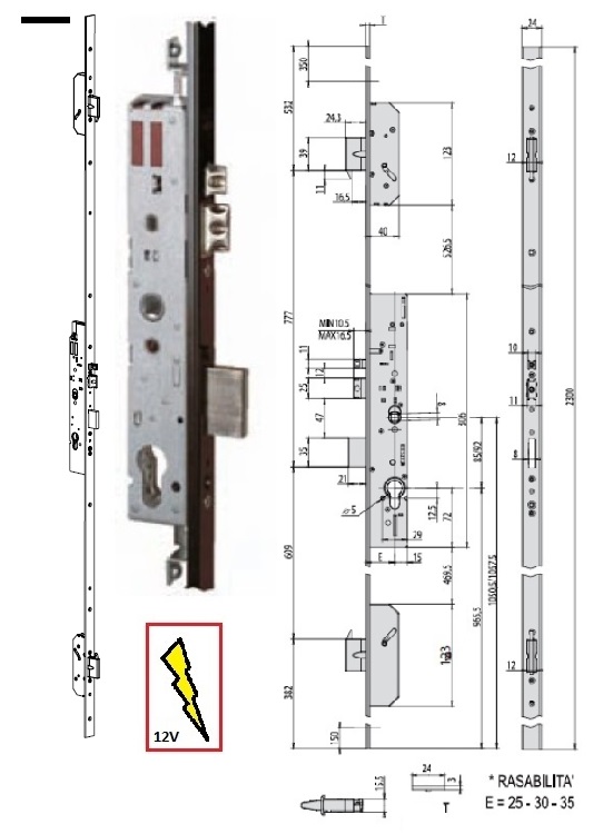 foto del prodotto cisa serratura 19526-30 elett.inf. multitop pro x allum.