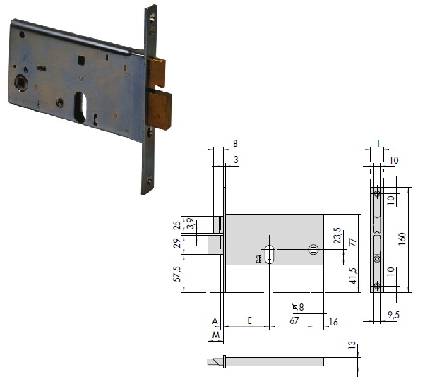 foto del prodotto cisa serratura 44460-70 inf. x fasce allum. s cilindro