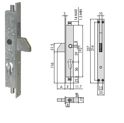 foto del prodotto cisa serratura 46305-19 inf. x persianex ferro
