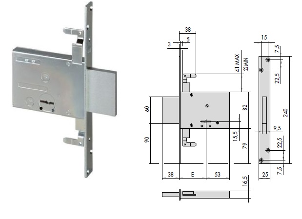 foto del prodotto cisa serratura 57016-70 inf. d.mappa x ferro