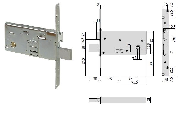 foto del prodotto cisa serratura 57313-73 inf. d.mappa x fasce x ferro