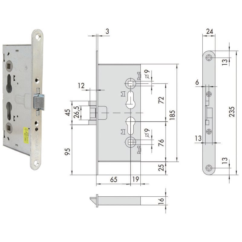 foto del prodotto cisa serratura da infilare antipanico per porte tagliafuoco 43130 mm.65 43130650 