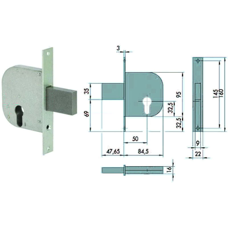 foto del prodotto cisa - serratura da infilare per cancelli con catenaccio e scrocco 42012
