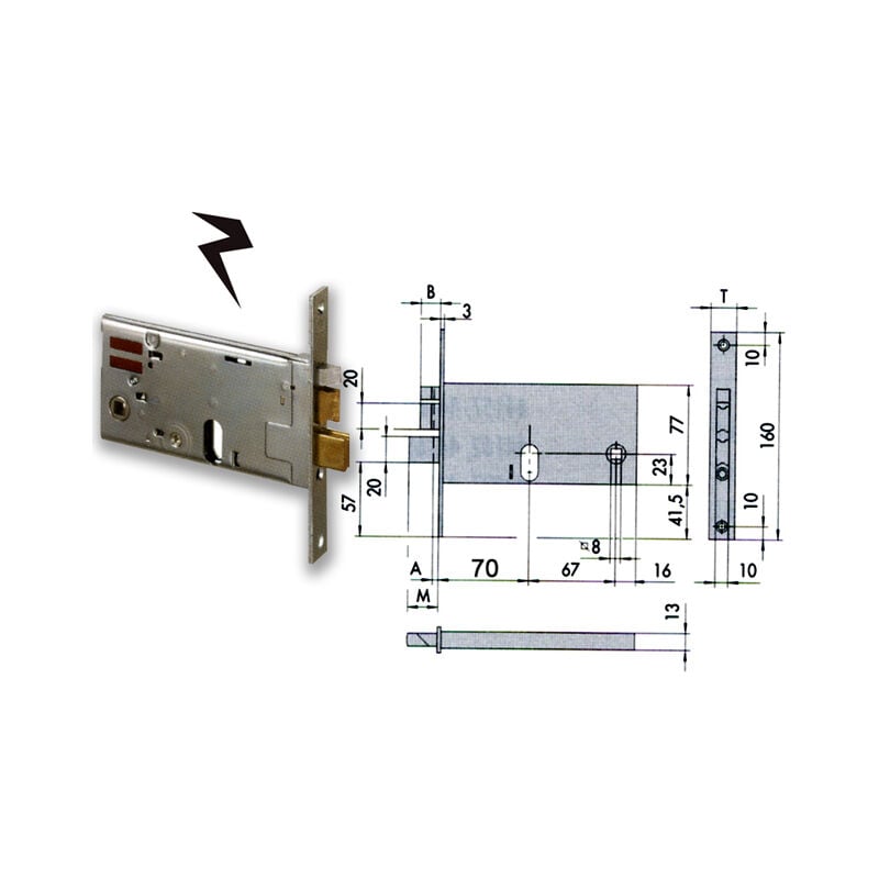 foto del prodotto cisa serratura metallo infilare elettrica 14460 1 e.mm 80