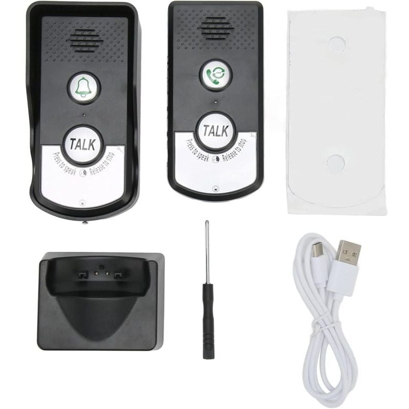 foto del prodotto citofono wireless, sistema citofonico bidirezionale impermeabile ip54, campanello wireless a lungo raggio 1000 m, sistema citofonico, nero