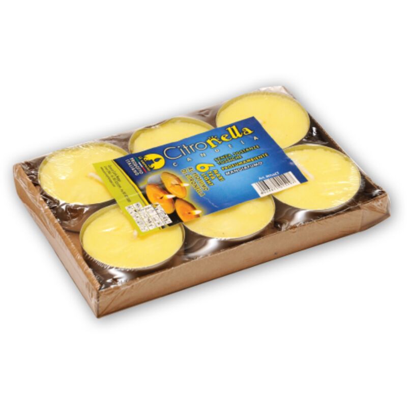 foto del prodotto citronelle tea light maxi 6 pz candele citronella 60x20 mm profumata antizanzare