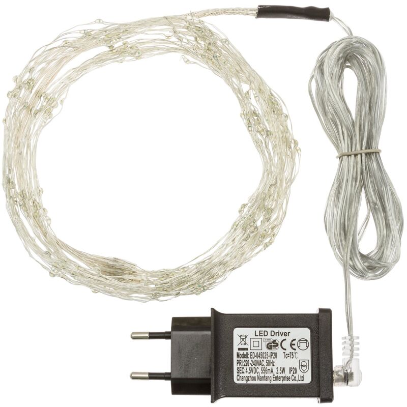 foto del prodotto ciuffo luminoso catena microled decorazione natalizie per esterno ed interno 120 cm 300 microled luce calda