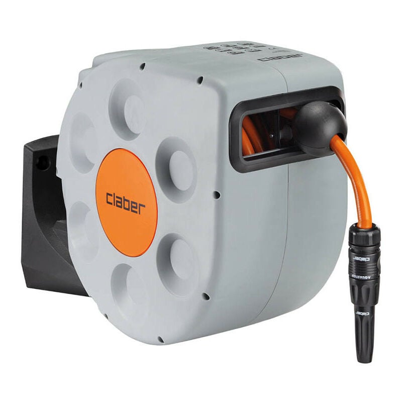 foto del prodotto claber rotoroll evolution 10 m, avvolgitubo automatico per installazione a parete dotato di slow rewind