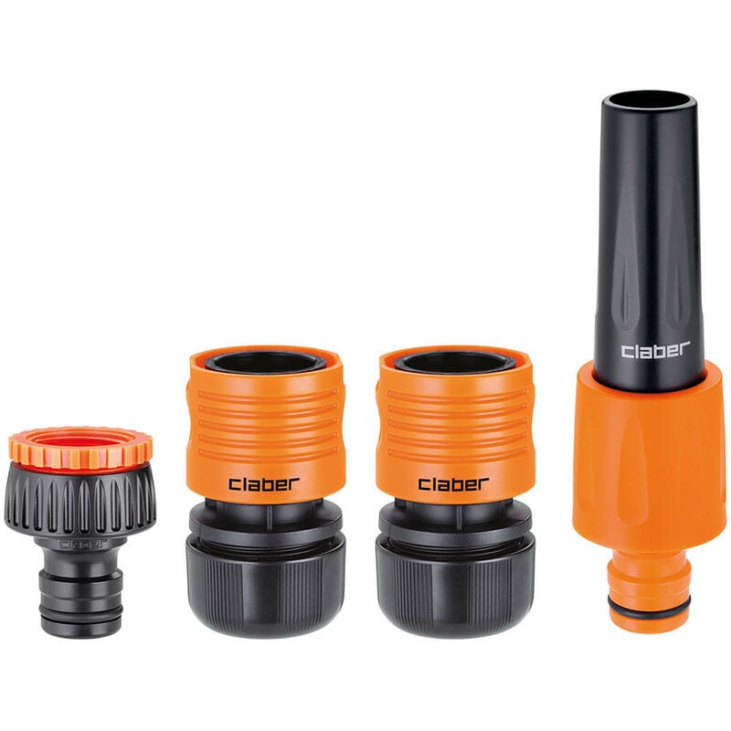 foto del prodotto claber starter kit 3 4 max flow, set lancia e raccordi safety lock irrigazione giardino per tubo da 3 4 19 mm 
