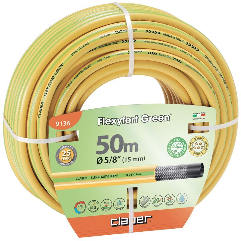 foto del prodotto claber tubo per irrigazione flexyfort green 5 8 50mt