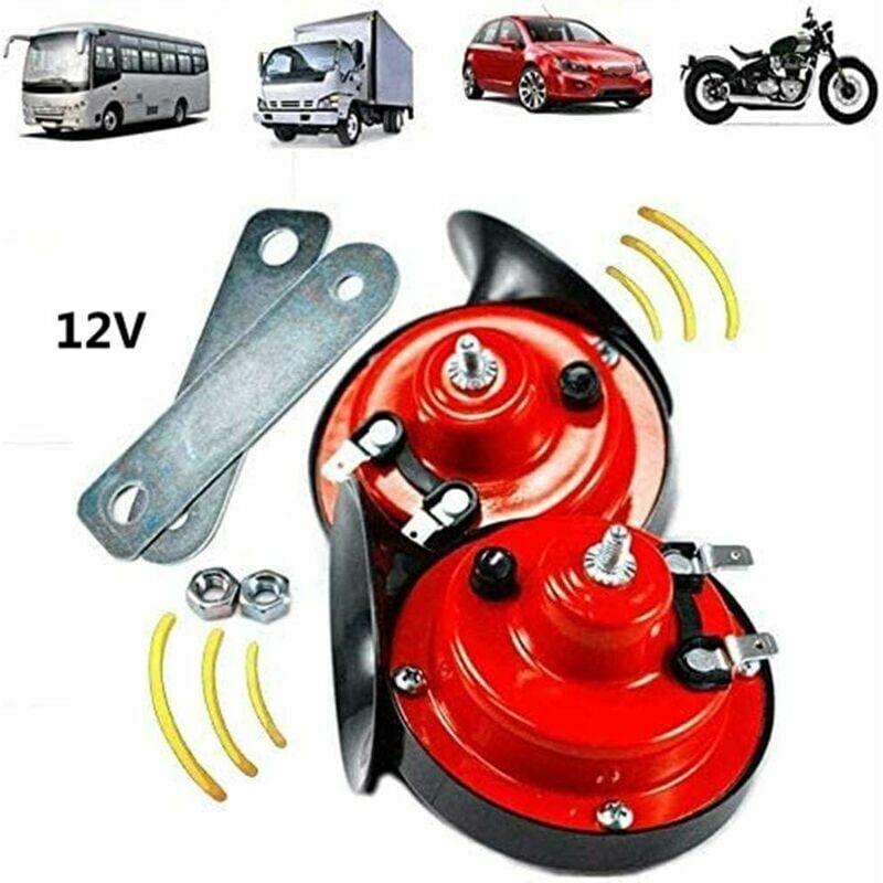 foto del prodotto clacson da treno da 300 db per camion, clacson elettrico a lumaca doppio, kit clacson per auto impermeabile suono doppio clacson da 12 v per camion,