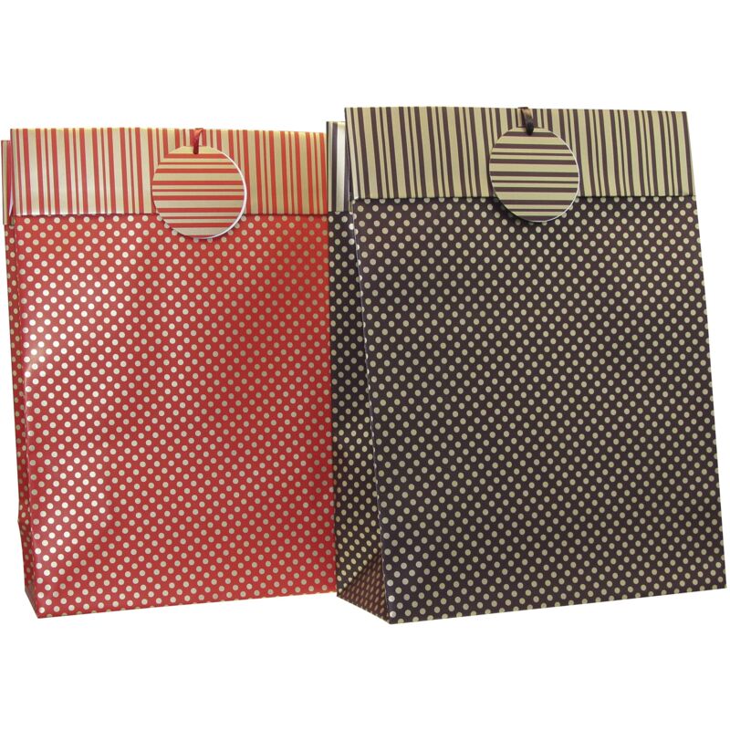 foto del prodotto clairefontaine 212814c sacchetto regalo, misura m, 12 x 4,5 x 13,5 cm, 1 pezzo recto verso marrone rosso assortiti